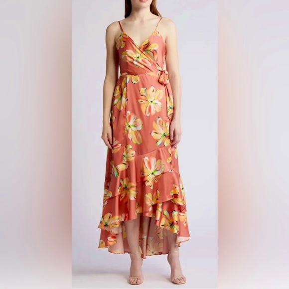 Hutch Floral Satin Wrap Dress - Picture 4 of 9